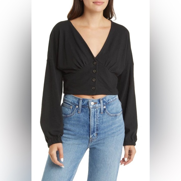 Madewell Tops - Madewell Deep-V Button-Front Crop Top
